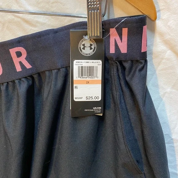 New With Tags, 2X Ladies Under Armour Athletic Shorts with Pink Accents - Picture 4 of 4